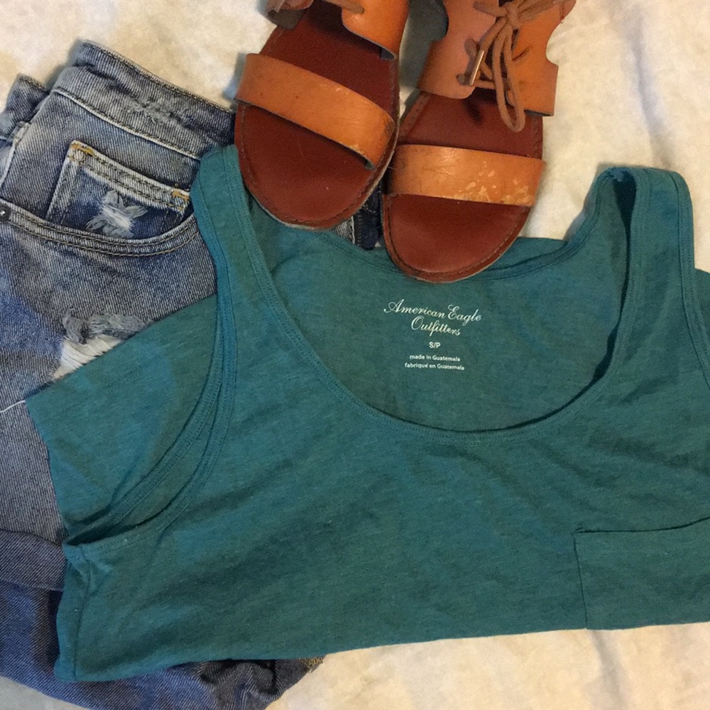 Green/Teal colored crop top from American Eagle